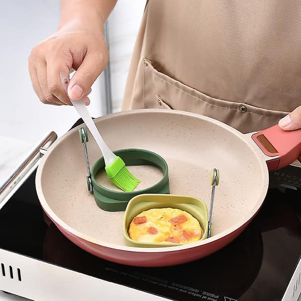 5 stk. Egg Stekeringer Dobbeltsidige Silikon Eggeringer