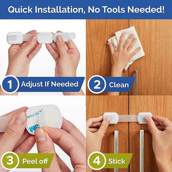 Lådlås Anti-kläm Hand Skåplås Plast Vit Säkerhetsspänne 3pcs