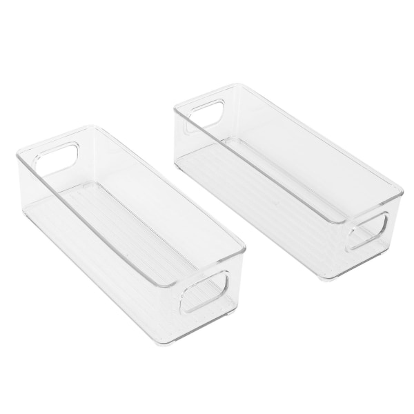 2 stk Kjøleskapskasser, gjennomsiktig stablebar plastmatoppbevaringsstativ med håndtak for Pantr