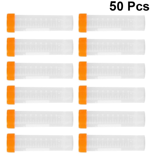 50 stk 50 ml Sentrifugerør med skruehette, Flatbunn Sentrifugerør, Vertikal Sentrifugerør (Oransje 50 stk/pakke)