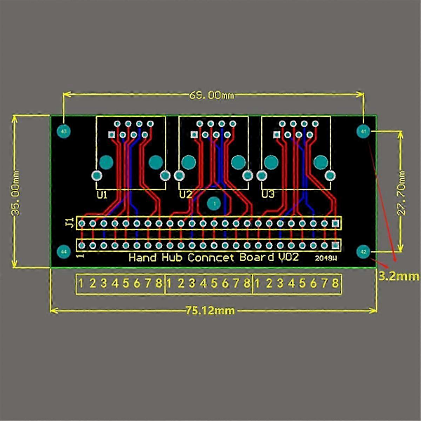 RJ45 Hunn Breakout-kort, Loddefri RJ45 til 8-pins hurtigfjærterminal, Treveis RJ45 Hunnkontakt med PCB-kort