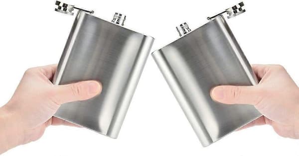 2X Rustfritt Stål Lommelærke og Trakt, 8oz.227 ml | Egnet for Transport av Alkohol
