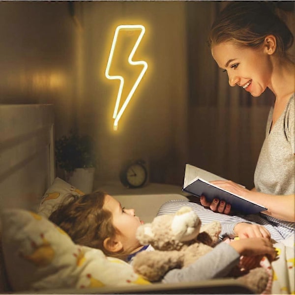 Neon Skilt Lyn Neon Lys Skilt til Vægdekoration, USB eller Batteridrevet Varmt Hvidt Led Lyn Neon Skilte til Soveværelse, Børneværelse