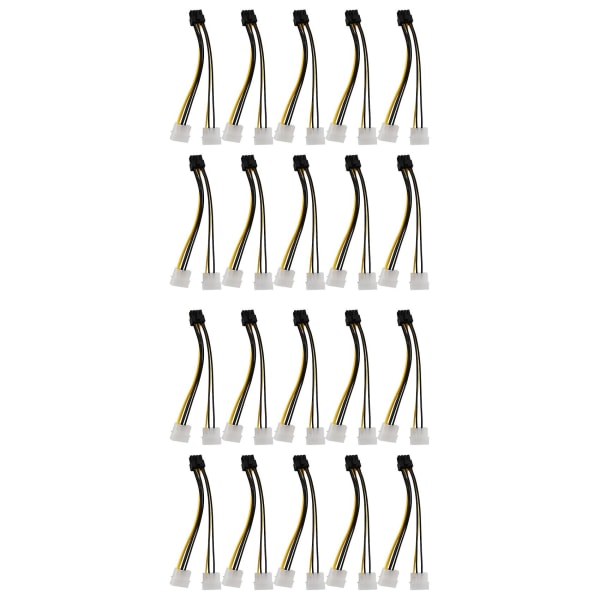 20 stk. 2 Molex 4-pins til 8-pins PCI Express Grafikkort PCI-e ATX PSU Strømkonverteringskabel - Molex til PC