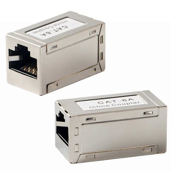3-osainen RJ45 Suojattu Metallinen CAT6A Inline -liitin, Naaras-Naaras