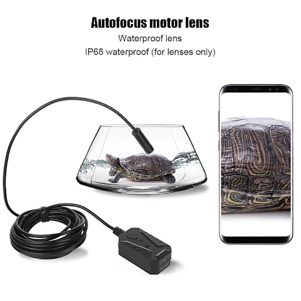 Ultra Klar WiFi Autofokus 5MP Mobiltelefon Endoskop med Vanntett Linse for IOS Android