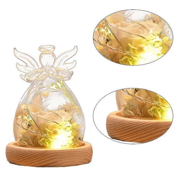 Fødselsdagsgave til kvindelig mor, bedstemor og kone - Roseglas Engel Ornamenter - Style3
