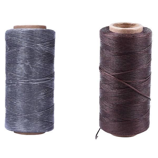 2x 260m 150d 1mm Läder Sytråd Vaxad Tråd Handnål Snöre Hantverk Diy Ny Färg: Mörkbrun &