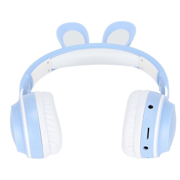 Kaninøre Bluetooth 5.0 Hovedtelefoner Sammenklappelige Trådløse Børneheadset med LED Farvelys til PC Tablet Online Læring Blå