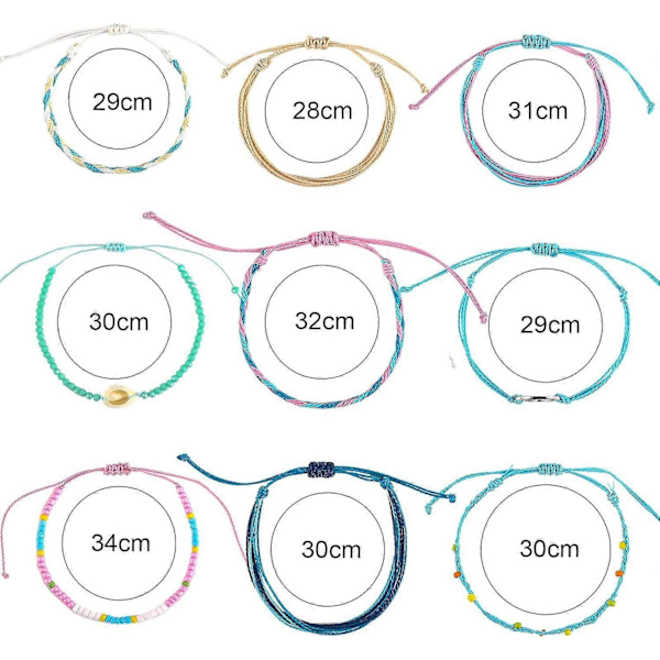 9 stk. Surfer Bølge Armbånd til Kvinder Sommer Armbånd Strand Armbånd til Kvinder