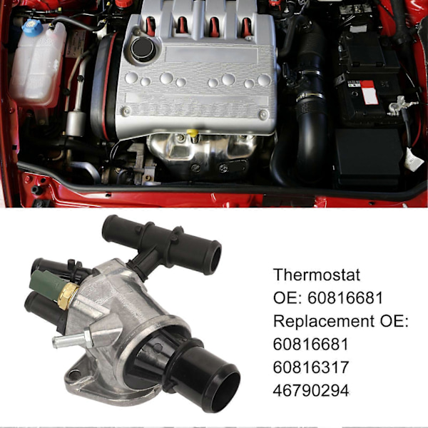 2-benet kølervæsketermostat, præcis temperaturkontrol, stabil 60816681, erstatning for Alfa Romeo 147 156