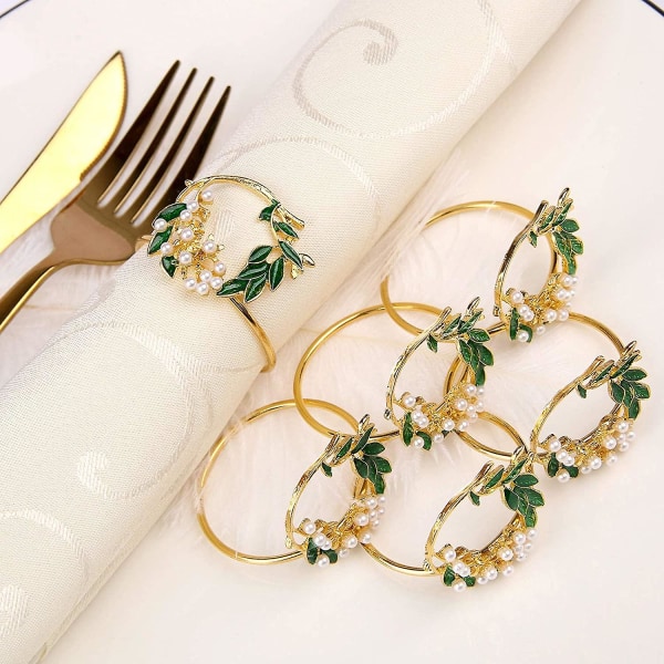 Servettring Blomma Servettringar Set med 6 metallservetthållare för bröllopsfest Middagsbordsdekoration