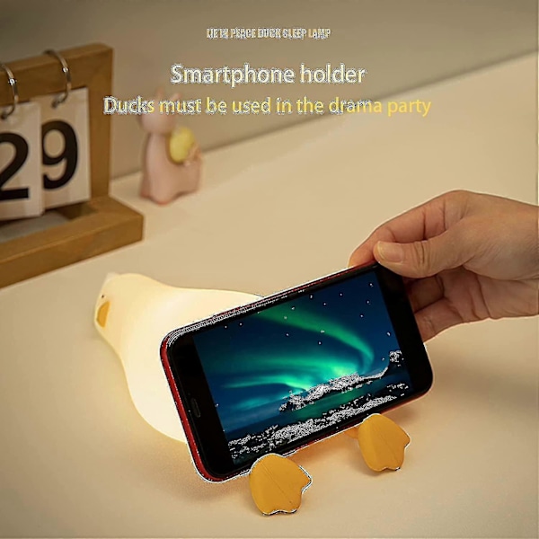 Liggende Flad And Natlampe, LED Squishy Andelampe, Sød-XinHan