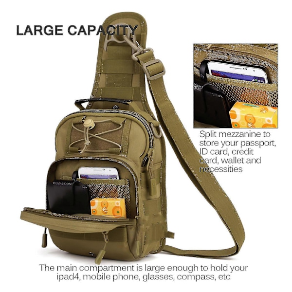 Multifunktionell Bröstväska Justerbar Axelväska Vattentät Crossbody Väska Polyester Sling Ryggsäck För Jogging Vandring Camping Banmo