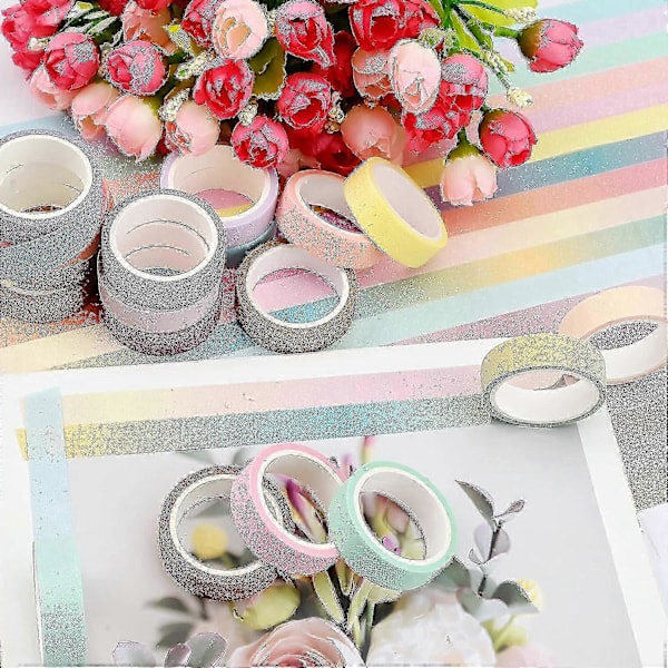 18 rullaa washi-teippisettejä, 12 mm washi-askarteluteippi koristeellinen maalarinteippi, japanilainen washi-teippi scrapbookingiin, päiväkirjaan, tee-se-itse-askarteluihin