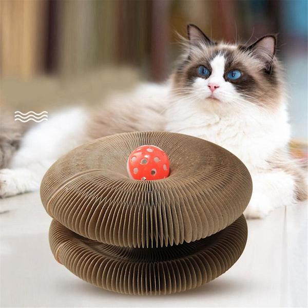 Katt-leksak med boll, Vikbar bollbana, Kattmynta, Klösbräda, Leksak för inomhuskatter, Klösbräda