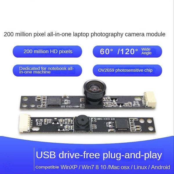 OV2659 HD Kameramodul 2 Million Piksler 60 1600X1200 5fps USB Kameramodul Driver-Free For-Android