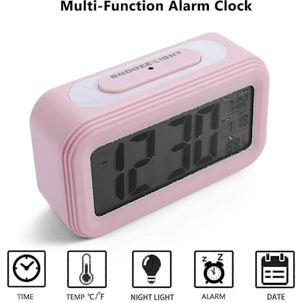 Digital Väckarklocka med Batteri för Sovrum, LCD-Display Sängklocka med Snooze