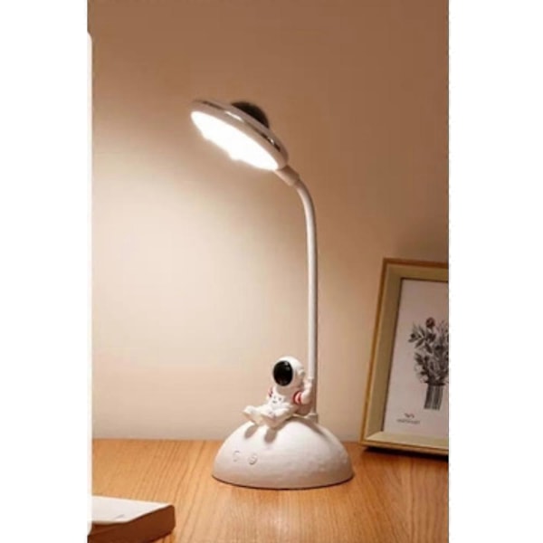 Søt Bordlampe for Barn, Oppladbar Bærbar Estetisk Bordlampe med Stjerneprojeksjon & Mobiltelefonholder, Kawaii Skrivebordstilbehør