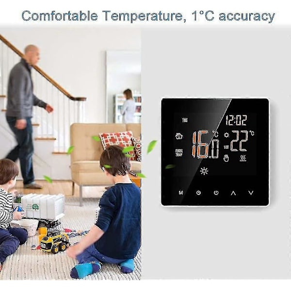 Smart Termostat Digital Rumstermostat Programmerbar LCD-Display Pekskärm Appkontroll Elektrisk Väggtermostat Med Intern Sensor/golvsensor-