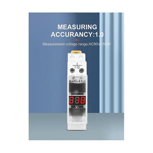 DIN-skinne Enfase Voltmeter AC 40-500V Modulær Voltmeter Målerindikator LED Digital Display Voltmeter, Transparent