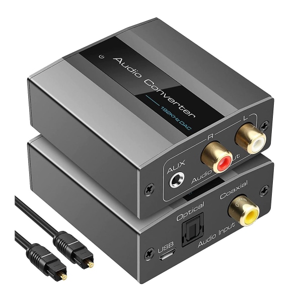 Optisk till RCA-omvandlare Ljudomvandlare Digital till Analog Ljud Koaxial till RCA-adapter 3,5 mm Aux W