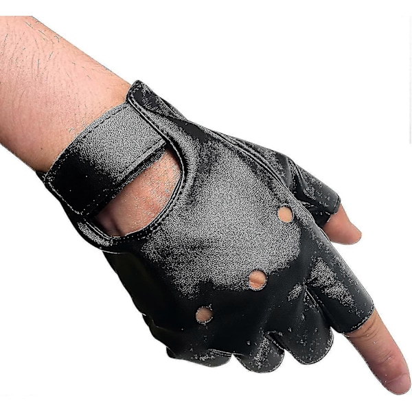 Herr Fingerlösa PU Läderhandskar Körhandskar Steampunk Gotisk Halvfinger