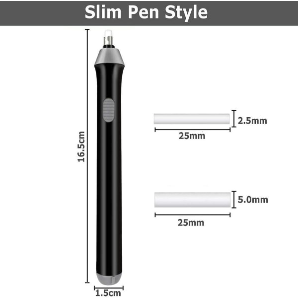 Elektrisk suddgummi, Batteridriven, Automatisk suddgummi för ritpennor, Lärande, Kontor, Arkitektoniska planer, Konst och hantverk (26 st svarta