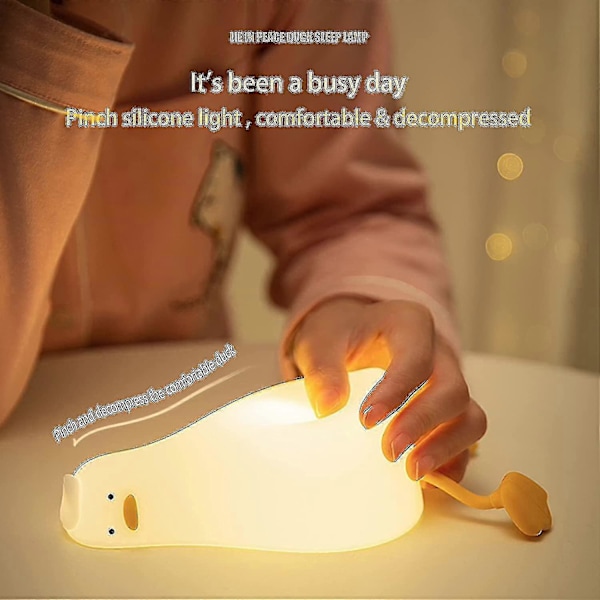 Liggende Flad And Natlampe, LED Squishy Andelampe, Sød-XinHan