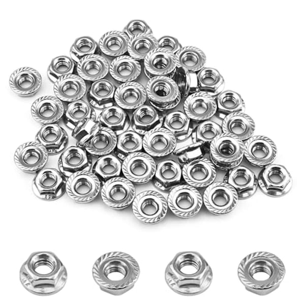 55 Pack M6 Serrated Flange Hex Nuts, M6-1mm Hexagon Flange Nuts, Locknuts Replacement Nut For Diy H