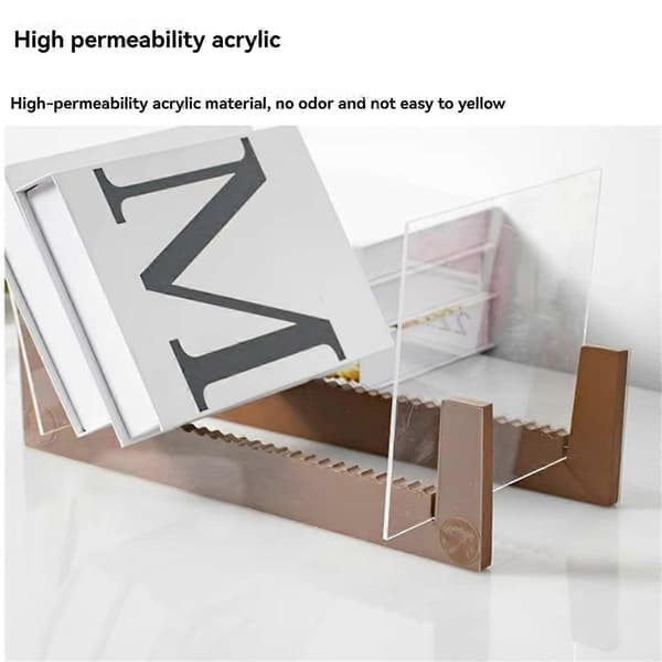 Vinylplate Oppbevaringsholder Stor Kapasitet Displaystativ med Klar Akryl Ende Moderne Solid Tre