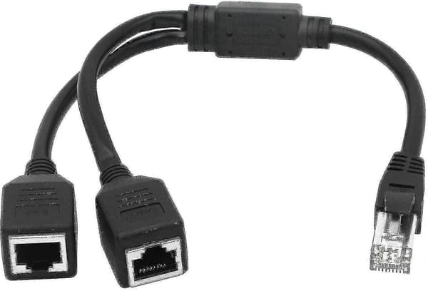 Ethernet Netværk Splitter, 1 Han til 2 Hun Y Adapter Kabel, Ethernet Forlænger Stik