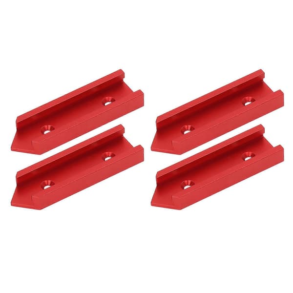 4 stk. T-skinneforbindelse, aluminiumslegering, 100 mm længde, 30 mm bredde, universal til træbearbejdning, rød