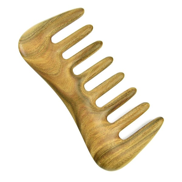 Hårkam med bred tand - naturligt träkam för lockigt hår - ingen statisk sandelträhårval Wooden Com