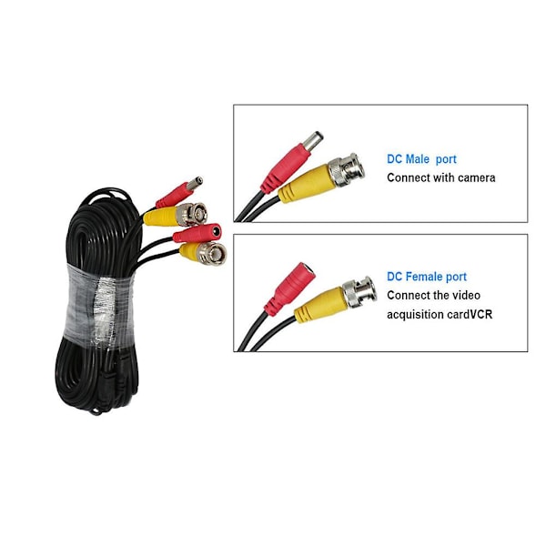 32FT 10M CCTV BNC Videokabel med strøm for DVR overvåkingssystem