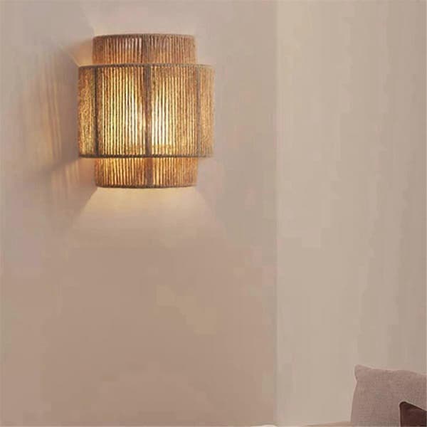 Japansk Retro Rattanvegglampe