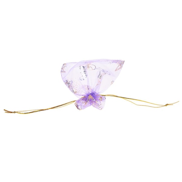 200 stk. Butterfly Snørepose Organza Bryllupsgave Smykker Slikpose Tasker Lilla