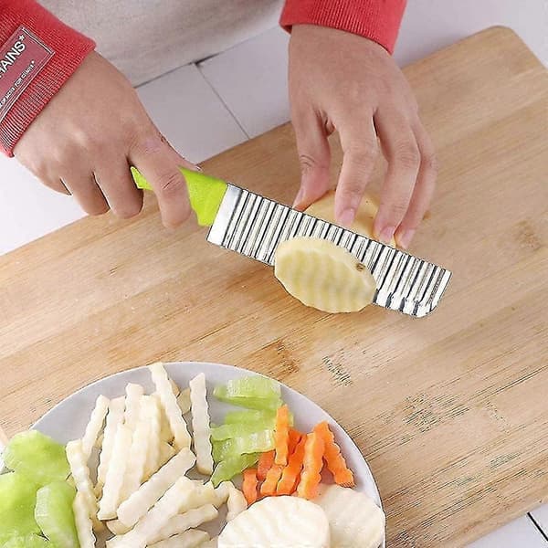 3 Stykker Bølgekutter Bølge Frukt Grønnsakskutter Rustfritt Stål Potetkutter Multifunksjonell Potetkutter Med Bølgekantkutter For Grønnsaker Pot