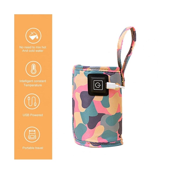 Universal USB Mjölkvattenvärmare Resevagn Isolerad väska Baby amningsvärmare Camoufla