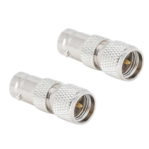 2 stk. koaksialadapter nikkelbelagt messingkontakt BNC hunn til mini UHF RF-kontakt