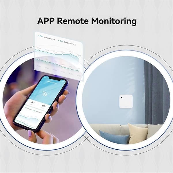Tuya ZigBee Ljussensor+Temperatur- och Luftfuktighetsdetektor 3 i 1 Smart Hemsensor Fjärrkontroll