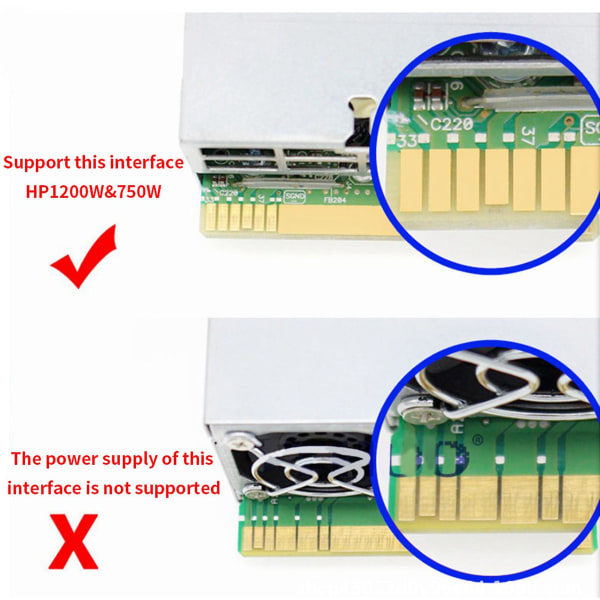 Breakout-kort 17-ports 6-stifts LED-display Strömmodul Serverkort Adapter för 1200W 750W PSU GPU Min