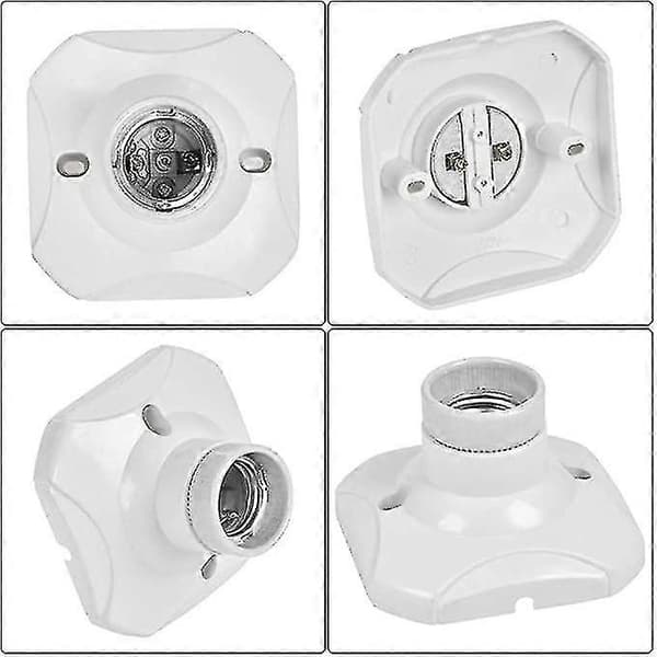 Starlight-4 st E27 Glödlampssockel LED Lamphållare E27 Väggsockel E27 Bas med Fäste för Hallar, Trappor, Sovrum, Kök (AC 220-250V, Vit)--
