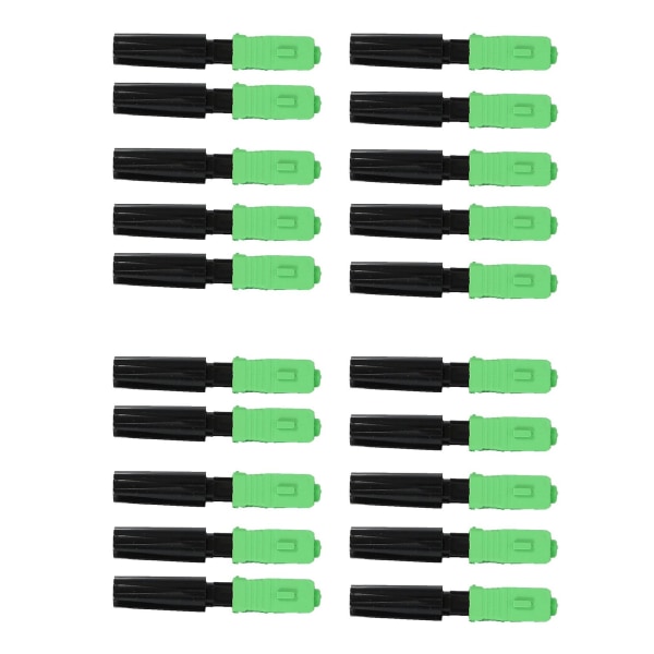 20pcs Ftth Embedded Quick Connector Sc/ Green Plastic Fiber Optic Connector