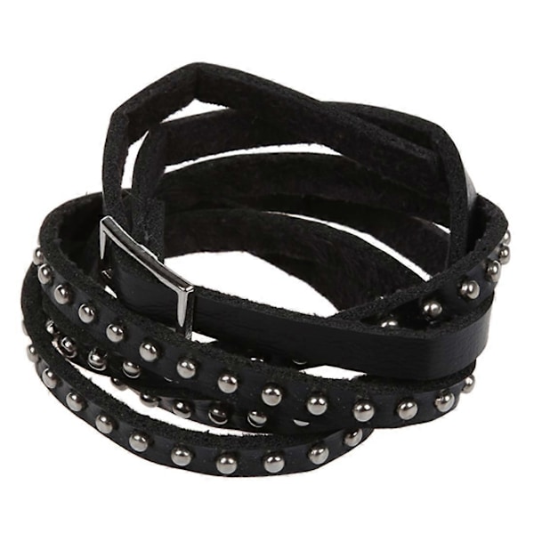 Unisex Punk Rock Multi-lags Nitte Armbånd Armring Wrap Manchet Sort