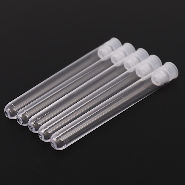 100 st Klar Plast Provrör Med Lock 12x100mm U-Formad Lång Transparent Provrör Labbtillbehör