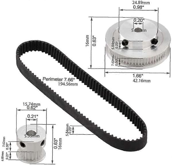 2gt Synkront Hjul 20 60 Tänder Borr Aluminium Synkron Remhjul Gt2 Timing Bälte Remhjul System