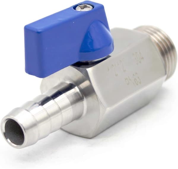Rustfritt stål 304 Mini Kuleventil BSP Hann x Slangeadapter Kuleventil Hannadapter 1/2\" x12mm