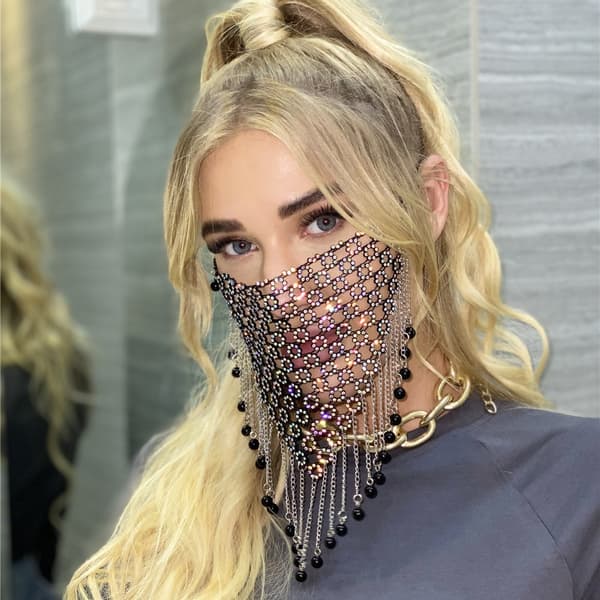 Rhinestone kvast patchwork smykke maske Y1254 - Gave til kvinder, kone, kæreste