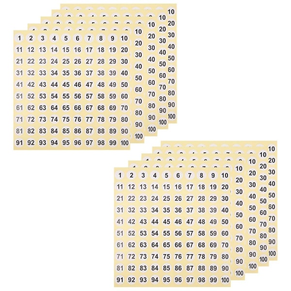 100 Arkkia Numero Tarroja Tarrat 1-100 Numerot Pyöreät Tarrat 0,4 Tuumaa Pienet Itseliimautuvat Numero Tarrat Toimistoon